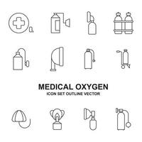 Printset of icons Medical Oxygen vector