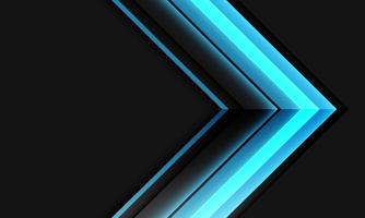 Abstract blue neon arrow direction geometric on grey design modern futuristic background vector