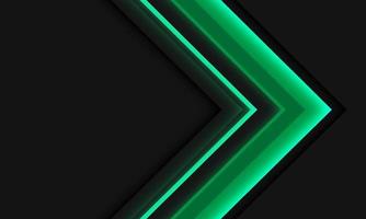 Abstract green neon arrow direction geometric on grey design modern futuristic background vector