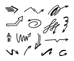 Vector set of hand-drawn arrows, elements for presentation