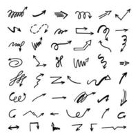 Vector set of hand-drawn arrows, elements for presentation