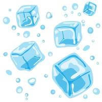 Seamless pattern of ice cubes and water drops vector