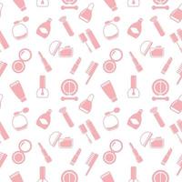 Seamless texture from cosmetics icons, beauty pattern, abstract background, wallpaper vector