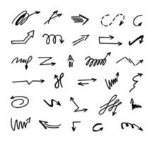 Vector set of hand-drawn arrows, elements for presentation