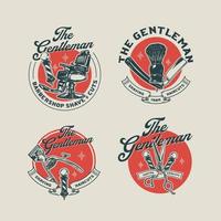 establecer la insignia del logotipo de la barbería vintage dibujada a mano vector