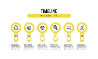 Yellow Magnifying Glass 5 Step Infographic Template vector