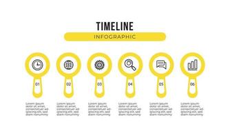 Yellow Magnifying Glass 5 Step Infographic Template vector