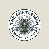 Hand Drawn Vintage Barbershop Logo Badge vector