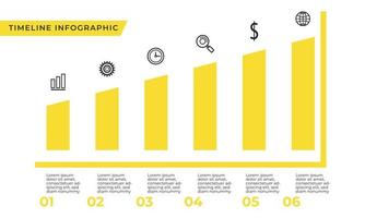 Yellow Stairs 6 Step Infographic Template vector