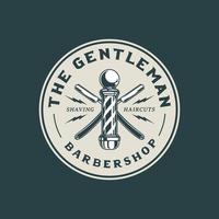 Hand Drawn Vintage Barbershop Logo Badge vector