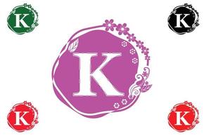 Letter k with flower logo and icon graphic design template vector