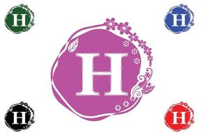 Letter h with flower logo and icon graphic design template vector