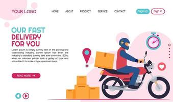 Landing page template delivery order service vector illustration