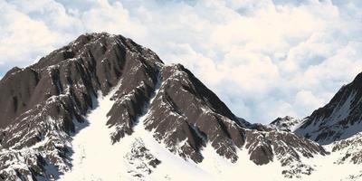 snow capped mountain peaks mountain view background clouds and sky 3d illustration