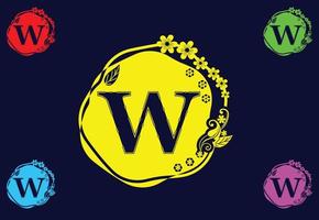 Letter w with flower logo and icon graphic design template vector