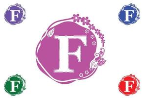 Letter f with flower logo and icon graphic design template vector