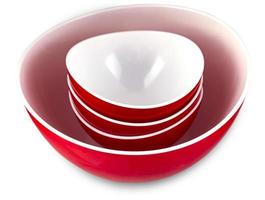 The red bowls isolated on white background photo