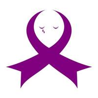 Alzheimer's disease, senile dementia. Vector element in purple ribbon for the medical concept of health care. Illustration on white background. For print, web design.
