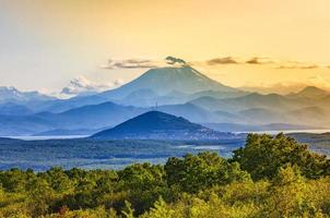 The Evening view from the hill of the city of Petropavlovsk-Kamchatsky - Russia photo