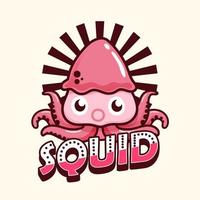 cute squid cartoon vector