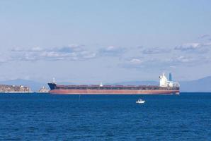 Empty container freighter ship waiting photo