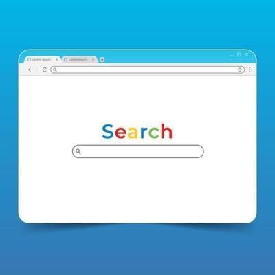 browser element with search engine interface bar template vector