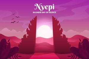 Balinese Day of Silence Background with Temple Gate vector