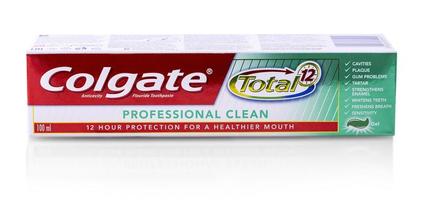 Colgate tooth paste on white.Colgate is a brand of toothpaste produced by Colgate-Palmolive photo