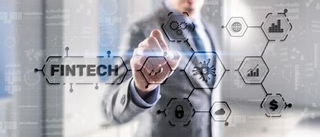 Fintech Investment Financial Technology Concept. 3D Virtual screen photo
