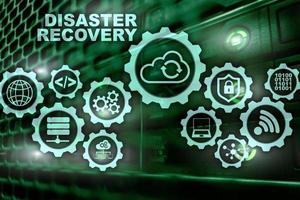 Big Data Disaster Recovery concept. Backup plan. Data loss prevention on a virtual screen photo