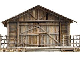 old wooden house isolated on white background photo