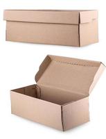 Empty Cardboard Box Isolated on White photo