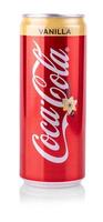 Closeup of aluminum can of Coca-Cola Vanilla produced by the Coca-Cola Company photo