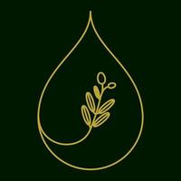 gota agua líneas hoja aceite oliva logo diseño vector icono símbolo ilustración