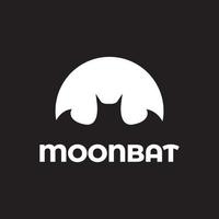 negative space moon with bat logo design vector graphic symbol icon illustration creative idea