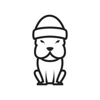 lindo perro con diseño de logotipo de sombrero de beanie, símbolo gráfico vectorial icono ilustración idea creativa vector