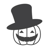 Sonrisa de dibujos animados de calabaza con símbolo de logotipo de sombrero icono de vector ilustración diseño gráfico