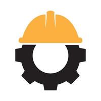 construction helm with gear logo symbol vector icon illustration graphic design