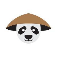 cara lindo panda con granjero sombrero logotipo diseño vector gráfico símbolo icono ilustración idea creativa