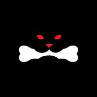 perro negro muerde hueso logotipo diseño vector gráfico símbolo icono ilustración idea creativa