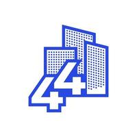 número 44 con diseño de logotipo de edificio símbolo gráfico vectorial icono ilustración idea creativa vector