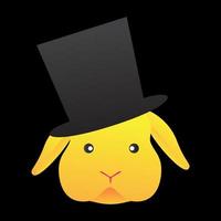 cabeza de conejo con sombrero mágico diseño de logotipo abstracto vector icono símbolo ilustración gráfica
