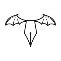 Lápiz de líneas con alas bat símbolo del logotipo icono vectorial ilustración diseño gráfico vector