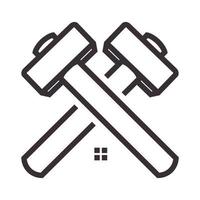 lines hammer cross with home logo symbol vector icon illustration graphic design