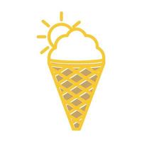 cono de helado con el símbolo del logotipo de la puesta del sol icono vectorial ilustración diseño gráfico vector