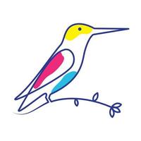 líneas arte colibri o colibrí pájaro abstracto logo diseño vector icono símbolo gráfico ilustración