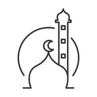 Torre con cúpula mezquita líneas logotipo símbolo vector icono ilustración diseño gráfico