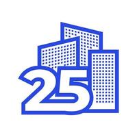 number 25 with building logo design vector graphic symbol icon illustration creative idea