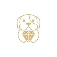 Lindo perro abrazo diamante logo símbolo vector icono ilustración diseño gráfico