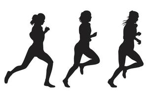 Running girl silhouette collection vector